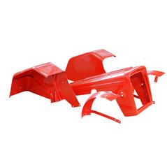 Komplet blacharki lakierowanej C-330 czerwony duży - błotnik tylny 2x, błotnik przedni 2x, maska - w pudełku paletowym RAL3020