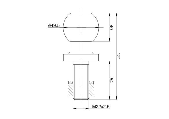 Kula haka holowniczego z gwintem zewnętrznym M22 przyczepka