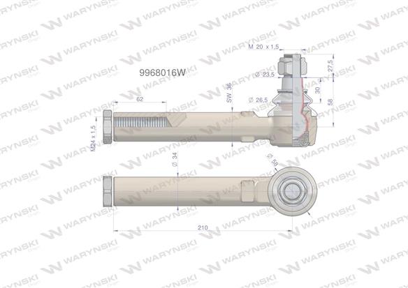 Przegub kierowniczy 210mm- M24x1,5 9968016 WARYŃSKI