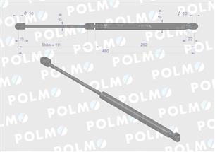 Siłownik szyby przedniej L max. 480mm 9977765P NEW HOLLAND POLMO