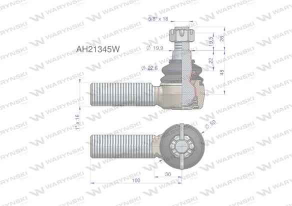 Przegub kierowniczy 100mm - 1" AH21345 targańca WARYŃSKI