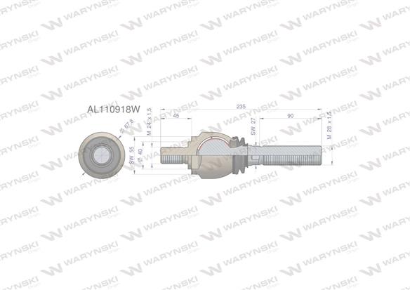 Przegub kierowniczy 235mm- M24x1,5 M28x1,5 AL110918 WARYŃSKI