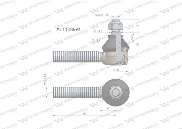 Przegub kierowniczy M16x1.5 AL11289 WARYŃSKI