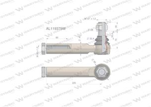 Przegub kierowniczy 220mm- M28x1,5 AL119379 WARYŃSKI