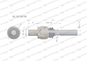 Przegub kierowniczy 211mm - M26x1,5 M24x1,5 AL161341 WARYŃSKI