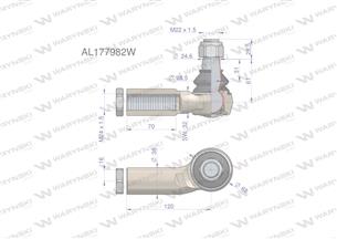 Przegub kierowniczy prawy 120mm - M24x1,5 AL177982 WARYŃSKI