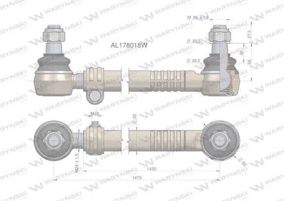 Drążek kierowniczy 1475mm AL178018 WARYŃSKI