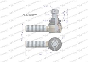 Przegub kierowniczy 106mm - M24x1,5 AL178031 WARYŃSKI