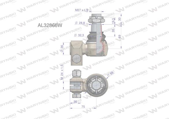 Przegub kierowniczy M24x1.5 AL32866 WARYŃSKI