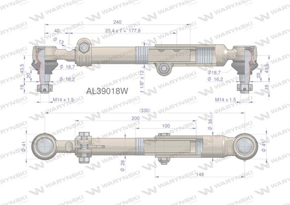 Drążek kierowniczy 330mm AL39018 WARYŃSKI