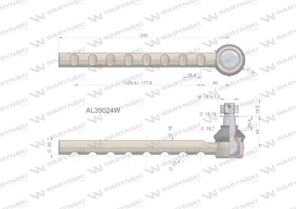 Przegub kierowniczy 240mm AL39019 WARYŃSKI