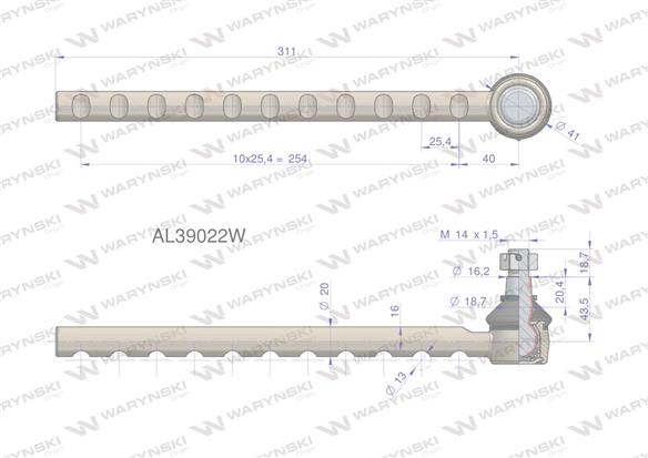 Przegub kierowniczy 311mm AL39022 WARYŃSKI