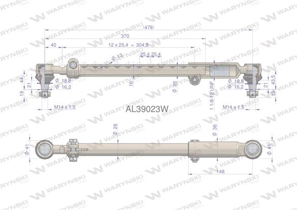 Drążek kierowniczy 478mm AL39023 WARYŃSKI