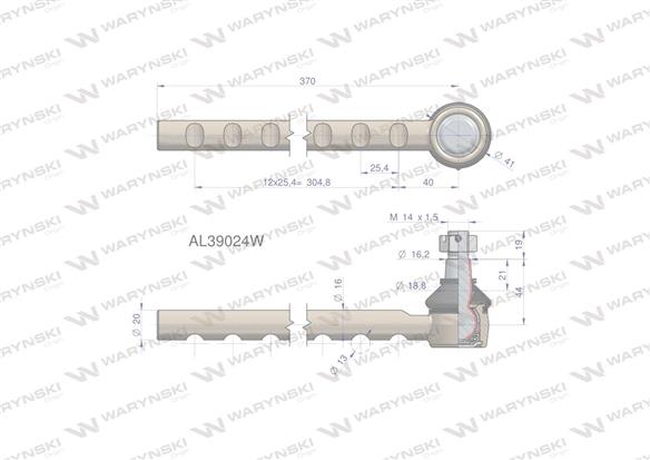 Przegub kierowniczy 370mm AL39024 WARYŃSKI