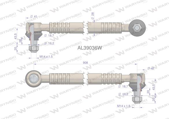 Drążek kierowniczy 908mm AL39036 WARYŃSKI