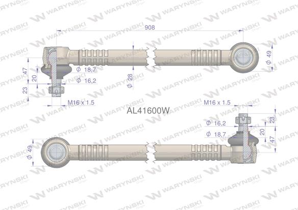 Drążek kierowniczy 908mm AL41600 WARYŃSKI