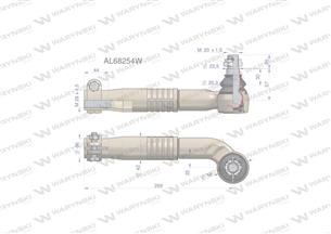 Przegub kierowniczy lewy 269mm- M28x1,5 AL68254 WARYŃSKI