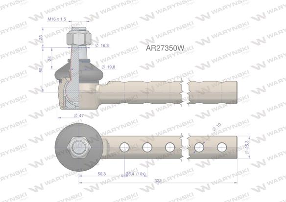 Przegub kierowniczy 322mm AR27350 WARYŃSKI