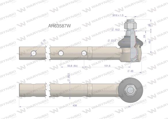 Przegub kierowniczy 438mm AR63587 WARYŃSKI