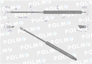 Siłownik szyby tylnej L max. 500mm CA287598P MASSEY FERGUSON MAUSER MERCEDES BENZ POLMO