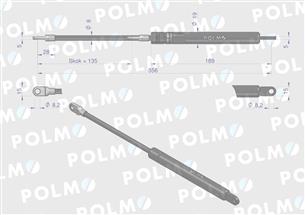 Siłownik szyby przedniej L max. 356mm CA287636P MASSEY FERGUSON MAUSER POLMO