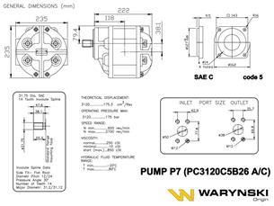 Pompa zebata P-7A PC3120C5B26A Ładowarka HSW Ł-34 obroty lewe Waryński