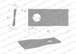 Nóż. nożyk kosiarka zwichrowany 94X40X3X19 lewy zastosowanie 1474195 001474195 Krone WARYŃSKI ( sprzedawane po 25 )