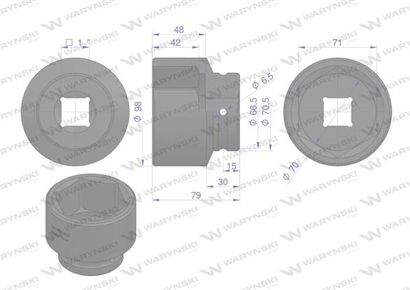 Nasadka udarowa 1" sześciokątna 70mm Waryński
