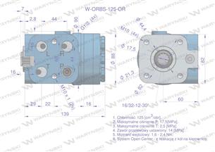 Orbitrol hydrauliczny W-ORBS-OR 125 cm3/obr z zaworami (System Open Center - z reakcją z kół na kierownicę) Waryński