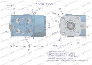 Orbitrol hydrauliczny W-ORBS-OR 160 cm3/obr z zaworami (System Open Center - z reakcją z kół na kierownicę) Waryński