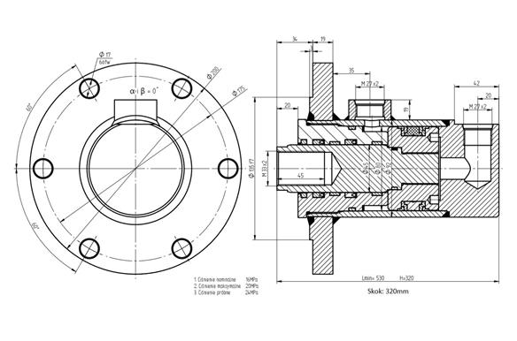 Cylinder ładowacza obrotu CJ5F80/45/320DGw Troll