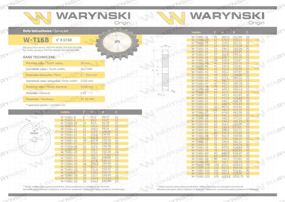 Koło zębate hartowane tarcza 16B-1 (R1 1) Z-23 Waryński