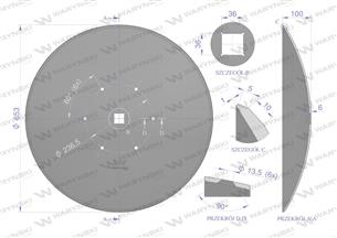 Talerz gładki fi 660 mocowanie 6 / 234 stal borowa Waryński R W-5195660/35/6/2