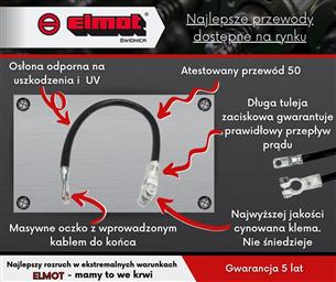 Przewód akumulator - rozrusznik oczko 1,84m plus ELMOT PREMIUM LINE 64902388PEL