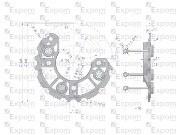 Prostownik kompletny alternatora EX257000 A120 Bizon EXPOM KWIDZYN eu EX-254441EX