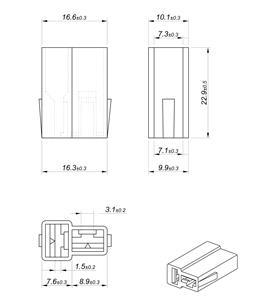 Obudowa konektorowa ONP MC 6,3 V2 2P "T" ( sprzedawana po 20 szt ) ELMOT widoczna cena za 1 sztukę OK-1