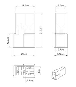 Obudowa konektorowa OWD MC 6,3 V2 2P "T" ( sprzedawana po 20 szt) ELMOT widoczna cena za 1 sztukę OK-6