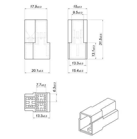 Obudowa konektorowa OWD MC 6,3 V2 3P "T" ( sprzedawana po 20 szt) ELMOT-103568