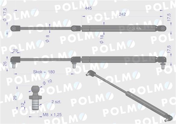 Siłownik podnoszenia maski New Holland 5177277 POLMO