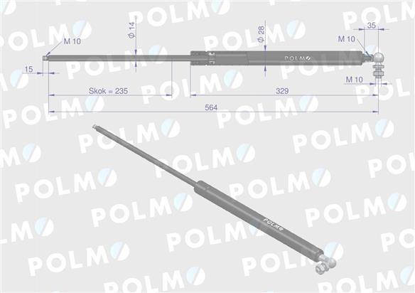 Siłownik szyby przedniej L max. 564mm F238805202360P FENDT POLMO