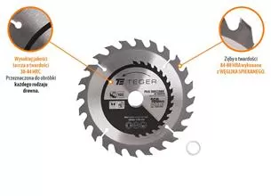 Piła tarczowa do drewna z węglikiem spiekanym 160x20x24T / TEGER