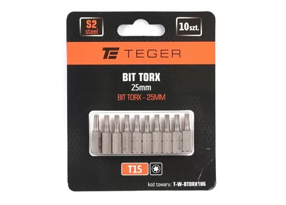 Bit TORX 25 mm/T15 (ZESTAW 10 SZT) / TEGER-190321