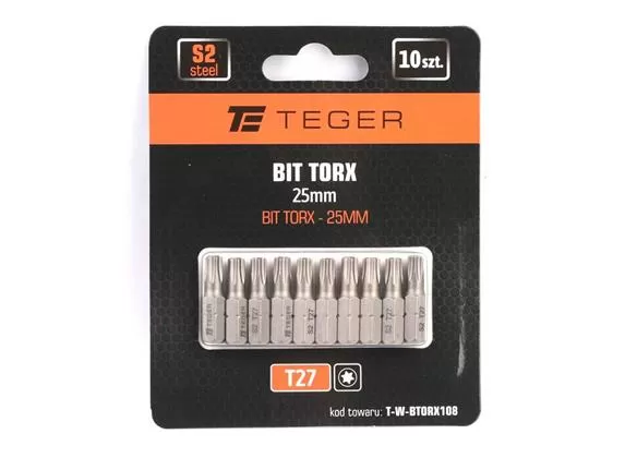 Bit TORX 25 mm/T27 (ZESTAW 10 SZT) / TEGER-190323