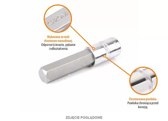 Klucz nasadowy 1/2" z bitem HEX 100 mm/H4 / TEGER