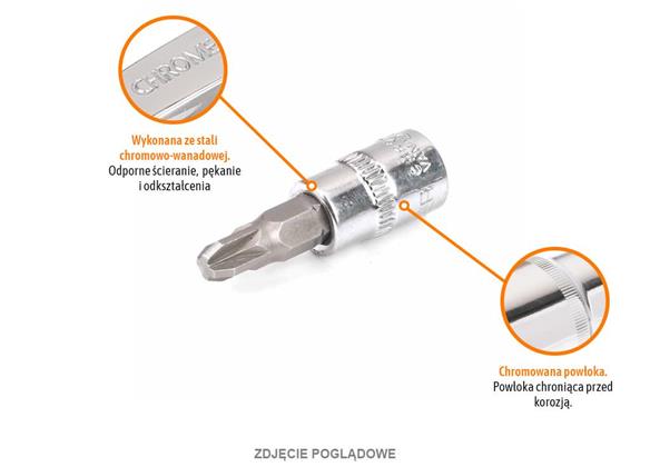 Klucz nasadowy 1/4" z bitem PZ 37 mm/PZ0 / TEGER