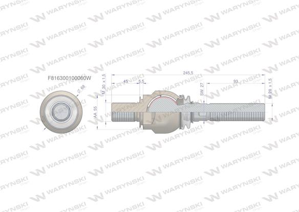 Przegub kierowniczy 245,5mm- M30x1,5 M28x1,5 F816300100060 WARYŃSKI