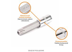 Klucz nasadowy 1/2" z bitem TORX 100 mm/T70 / (z otworem) / TEGER