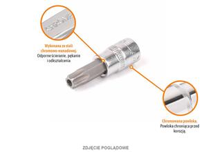 Klucz nasadowy 1/4" z bitem TORX 37 mm/T8 / (z otworem) / TEGER