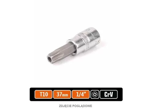 Klucz nasadowy 1/4" z bitem TORX 37 mm/T10 / (z otworem) / TEGER