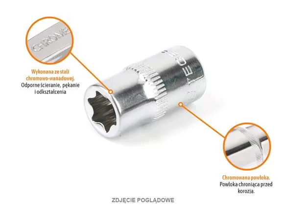 Klucz nasadowy 1/4" TORX E4 / TEGER